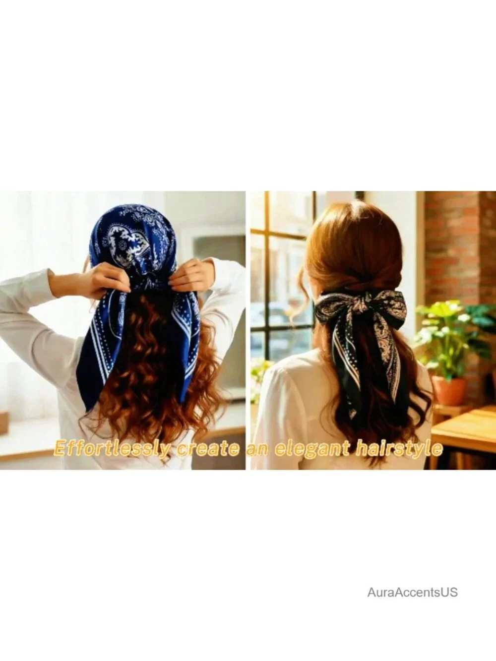 4-Pack 27'' Square Satin Bandanas Paisley Scarf Hair Wrap Neck Scarf